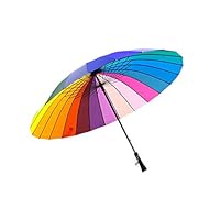 Qich® Free Shipping Top Quality 24k Color Rainbow Fashion Long Handle Straight Sun/Rain Stick Umbrella Manual Paraso