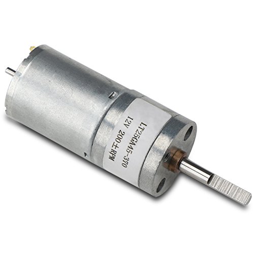 DROK 25GA 370 180RPM DC Gearbox Motor, 12V Small Electric Gear Motor, No-load High Torque Metal Reduction Gearbox Motor Kit Module for Small Intelligent Car Toy Cars Double Shaft Motor Encoder