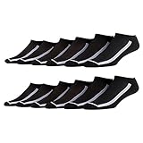 Fila Mens No Show Socks 6 Pack Mesh with Arch (Black, 13-15)