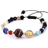 CH Women Handmade Galaxy Solar System Bracelet Universe Nine Planets Star Natural Stone Beads Bangle