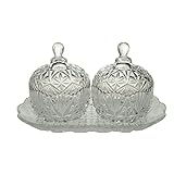 Classic Cut Glass Sugar Tea Spice Condiment Bowl Set 2 and Tray __#primepac