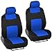 BDK Two-Tone PolyPro Car Seat Covers Full Set with Motor Trend Heavy Duty Rubber Car Floor Mats, Black & Blue – Interior Covers for Auto Truck Van SUV