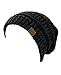 NYfashion101 Exclusive Unisex Two Tone Warm Cable Knit Thick Slouch Beanie Cap, Black/Gray
