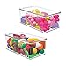 mDesign Plastic Stackable Toy Storage Bin Container Box with Hinge Lid for Organizing Living Room, Play Room, Bedroom, Nursery, Hold Blocks, Puzzles, Books, Lumiere Collection, 2 Pack - Clear