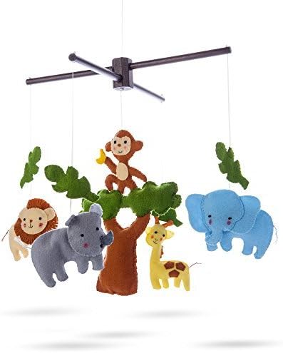 Marmelada Lights Handmade soft Felt Nursery-crib-cot Hanging plush Mobile Safari Freinds, Bedtime room Décor