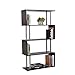 HOMCOM Modern S-Shaped 5 Tier Room Dividing Bookcase Wooden Storage Display Stand Shelf - Black