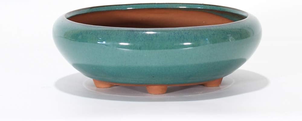 Round glazed bonsai pot cm. 16 Verde -