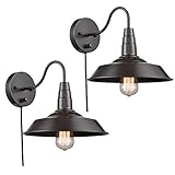 AXILAND Antique Gooseneck Wall Sconce Oil Rubbed Bronze Barn Wall Sconces Set of 2
