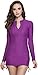 ilishop Women's UV Sun Protection Long Sleeve Rash Guard Wetsuit Swimsuit Top Purple L-US8