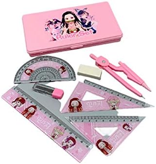 鬼滅の刃 文房具 8点セット算数セット 多機能 コンパス 算数セット 幾何学用品 定規 半円分度器 三角定規 Hb 算数定規セットアニメグッズのプリント 萌え漫画 定 しおり シャープペン ピンク 中小学生 全品最安値に挑戦 規セット製図 ブックマーク 作図ツール 数学