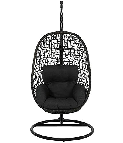 Dehner Korb-Hängesessel Hawaii, Ø 94 cm, Höhe 189.5 cm, inkl. Kissen, Belastbarkeit ca. 150 kg, Stahl/Kunststoff… – Bild 3
