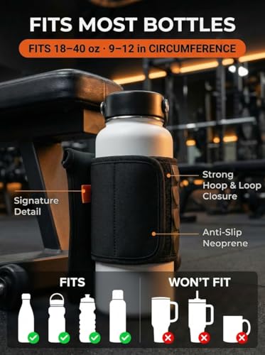 BLAUBECK Funda magnética para Botella de Agua y Soporte para teléfono para Gimnasio, Bolsa Negra para Gimnasio con 4 imanes, fijarla a Cualquier Equipo de Gimnasio, Soporte magnético para teléfonos,