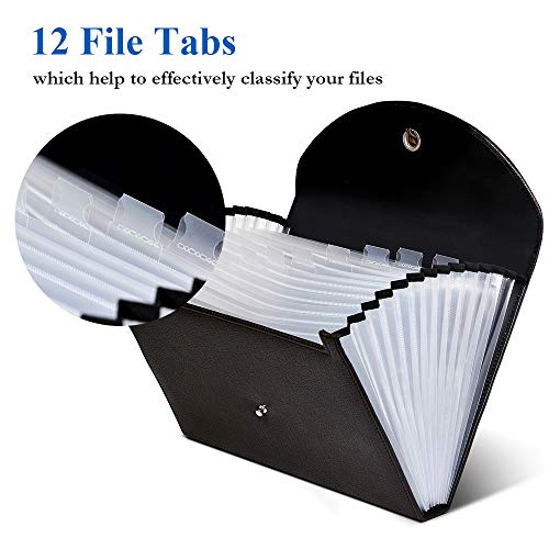FHEAL Expanding File Folders PU Leather 13 Pockets Jackets A4 Letter Size Accordion Business File Organizer Professional Organizer Document with Tab (Brown)