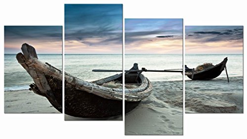 Pyradecor Seascape Canvas Prints Wall Art Blue Fishing Boat on Sea
Beach Picture Paintings for Living Room Bedroom Office Decorations 4
Piece Modern Stretched and Framed Giclee Landscape Ship Artwork