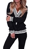 YUTRENDS Women's V-Neck Tracksuit Sweat Suit Sport Athletic Hoodie and Pant Set