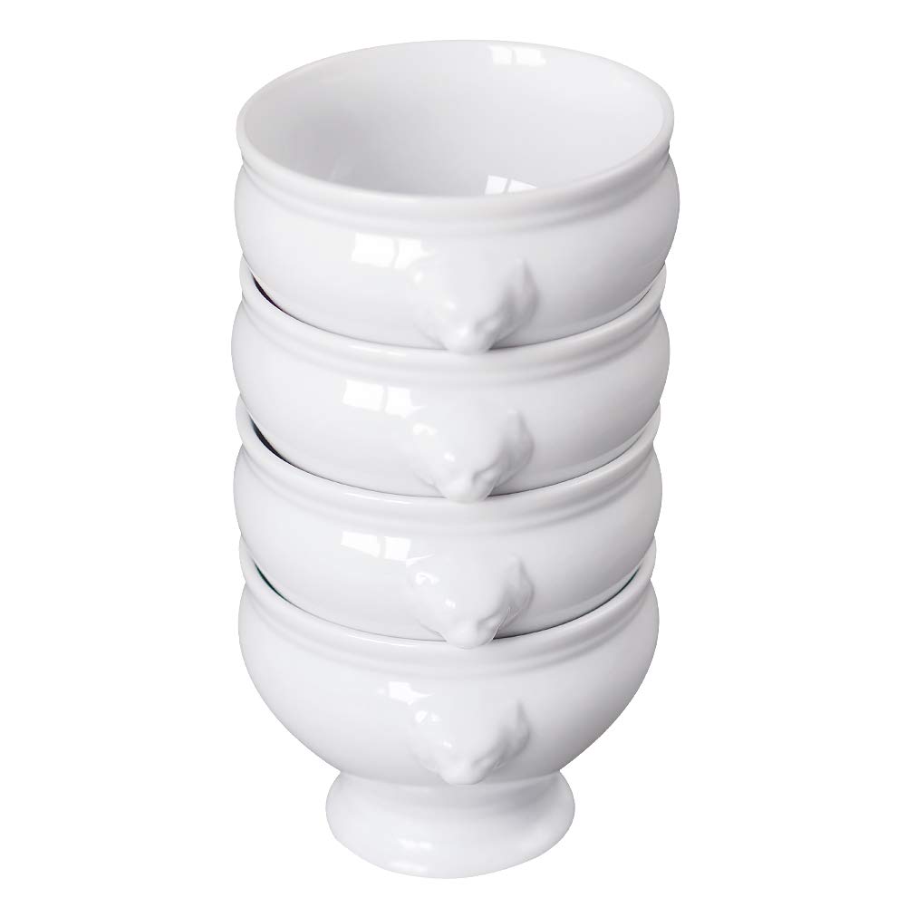 Photo 1 of **************SMALL CHIP IN 1*************
Cinf Ceramic 12 oz Set of 4 Lion Head Porcelain Soup Bowls White Christmas Gifts Microwave Safe Soup and Fruit Home Kitchen
