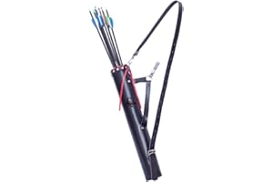 ONLYHANDMADE Traditional Shoulder Back Quiver Bow Leather Arrow Holder with Handmade Straps Belt Bag Tube-Shaped Genuine Leather Archery Arrow Case for Hunting & Target Practicing