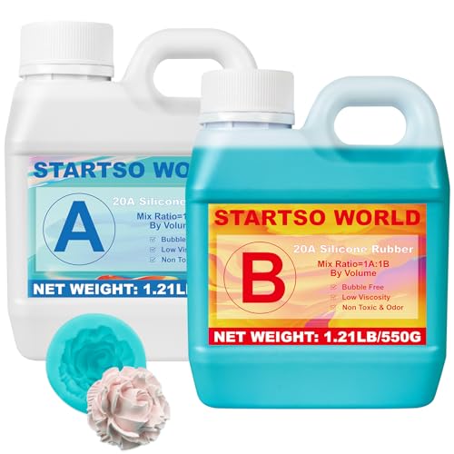 Silicone for Moulds 20A, 1L Green Liquid Silicone for Moulage, 1:1 Per Volume, Non-Toxic, Perfect for Making Resins, Moulage, Wax, Plaster