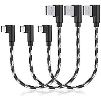 USB C Charging Cable, CIKOO 3 Pack 1Ft Short Nylon Braided USB Type C Right Angle Fast Charger Cable Data Sync for Samsung Galaxy Note 10 9 8 S8 S9 S10 Oneplus 5 6T Google Pixel 3 LG G7 G6 G5 V35 V40