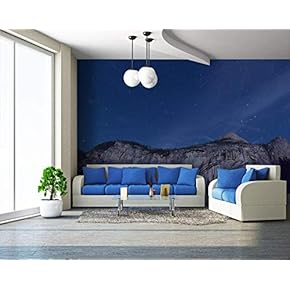 Starry Sky Over Mountain Peak - Removable Wall Mural | Self-Adhesive Large Wallpaper - 66x96 inches