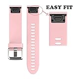 Wearable4U 20mm Garmin Fenix 5S / Fenix 5S Sapphire Quick Release Easy Fit Silicone Replacement Watch Band (Pastel Pink)