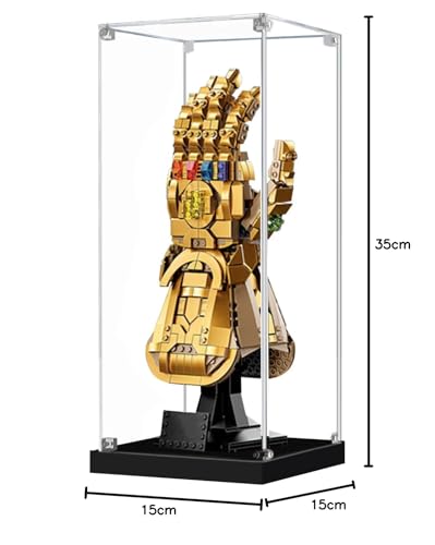 Acrylic Display Case for Lego 76191 Infinity Gauntlet / Compatible with Lego 76223 Marvel Nano Gauntlet Iron Man Model with Infinity Stones, Dustproof Display Box for Models Collectables (Only Case)