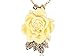 Vintage Inspired Tone Elegant Cream White Resin Enamel Rose Crystal Rhinestone Fashion Jewelry
