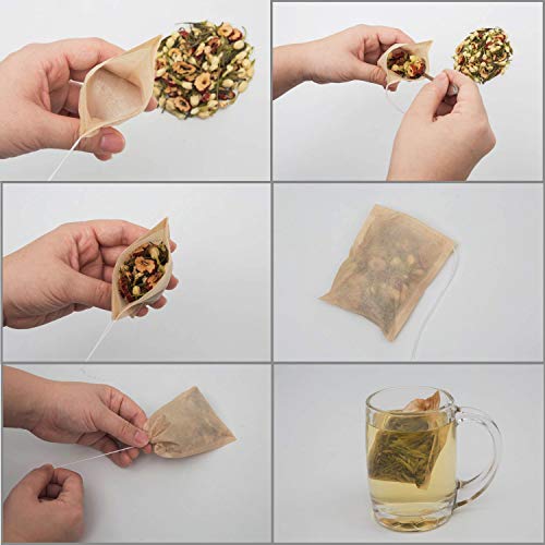 Amian Shop Tea Filter Bags,300 Pieces Disposable Tea Bag Paper Tea Infuser with Drawstring Safe Strong Penetration Unbleached Paper for Loose Leaf Tea and Coffee - Thumbnail 5