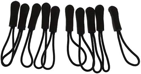 Zipper Pull Replacement 10pcs Zip Cord Puller Slider Jacket Backpack Zippers for Bag Cloth Tent Backpack Accessory (3#, Black)