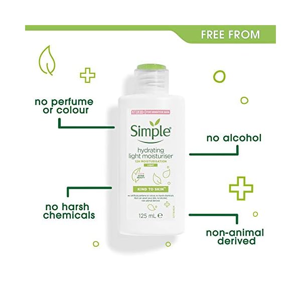 Simple-Kind-To-Skin-Hydrating-Light-Moisturiser-125-ml Simple Kind to Skin Hydrating Light UK’s #1 Facial Skin Care brand* Moisturiser for 12-hour Moisturisation,125 ml (Pack…