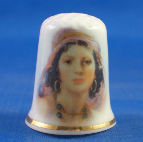 Porcelain China Collectable Thimble - Fortune Teller with Free Gift Box