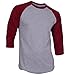 DREAM USA Men's Casual 3/4 Sleeve Baseball Tshirt Raglan Jersey Shirt H Gray/Burg Small
