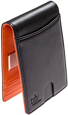 Leather Wallets for Men With Money Clip And Zipper Change Coin Pocket - Slim - Black - Rfid Protection