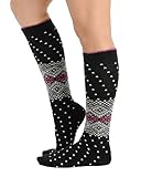 Womens Print Knee Hi Socks Cashmere Virgin Wool blend Color Options