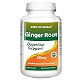 #1 Ginger Root 550 mg 250 Capsules by Best Naturals -- Manufactured in a USA Based GMP Certified Facility and Third Party Tested for Purity. Guaranteed!!