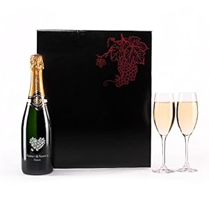 Herz & Heim® Hochzeit Champagnerset mit 2 Champagnergläser, gratis Gravur
