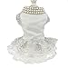 Luxury Lace Pearl Dog Dress for Cat Pet Dog Skirt Embroidery Dog Wedding Dress Apparel Summer Dog Shirt Clothes (S(Back 11.0