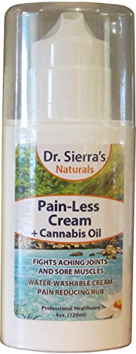 Pain-Less Cream + Cannabis Oil - 4oz, Fast Pain Reduction, Arthritis, Joint Pain, Neck & Back Pain, Bursitis, Tendonitis, Muscle Aches, Sports Injury Sprains, Sciatica, Arnica & Menthol
