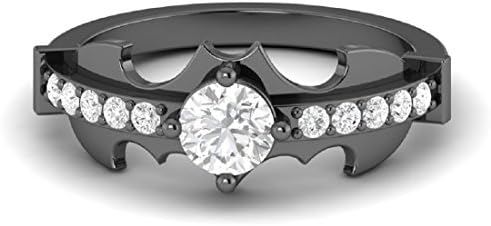 New 3.15ct White Diamond Round Cut Batman Engagement Wedding Ring in Full Black 925 Sterling Silver