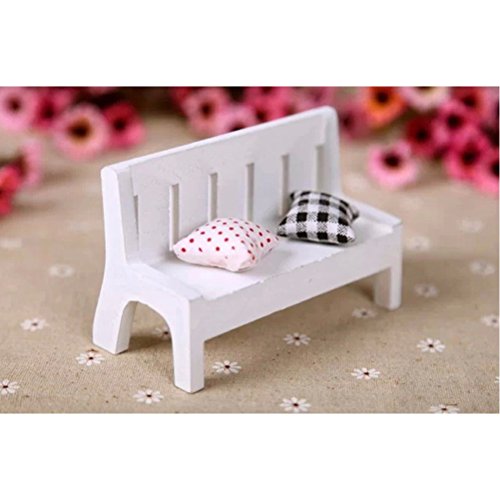 Miniature Dollhouse,Shellvcase Exquisite Simple Mini Wooden Bench Dollhouse Garden Home DIY Decor Gift
