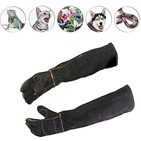 ATROPOS 23.6inch Animal Handling Gloves-thickened cowhide Anti-bite/scratch Gloves Protection Gloves, Feed Gloves for Dog Cat Bird Snake Parrot Lizard Wild Animals
