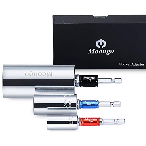 Moongo Tool Power Hand Tools Impact Sockets Adapter Set, Hex Square Nuts Driver Drill Socket Extension Bit Adapter Socket Wrench Adapter Set 1/4" 3/8" 1/2" drive - Thumbnail 4