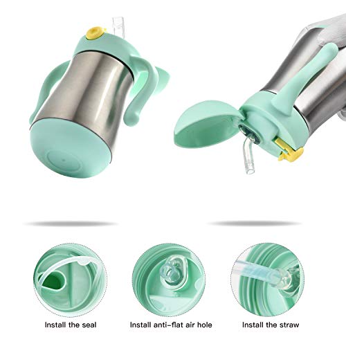 NCVI Cute Octopus Stainless Steel Baby Sippy Thermos Cup with Straw for