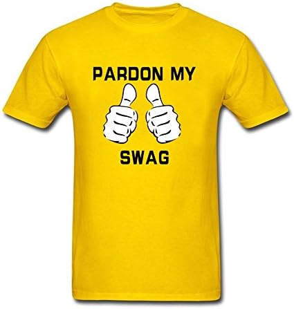 ANDYCO Tees Men Pardon My Swag Thumbs Up O Neck Tee Shirt XXL Yellow