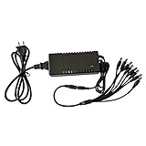 Henxlco DC 12V 5A Power Supply Adapter with 8 Split Power Cable for Security Camera CCTV DVR Surveillance System