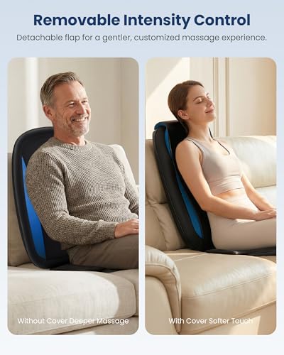 COMFIER Asiento Masajeador Espalda Shiatsu, Masajeador de Espalda con Funciones de Calor y Vibración, Relajación para el Cuello, los Hombros y la Espalda, para el Hogar y la Oficina, Regalo Mujer