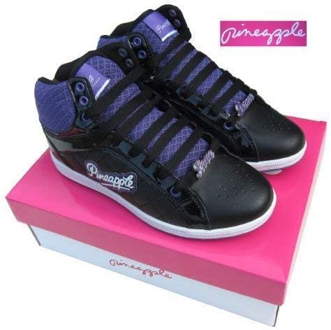 black and purple high tops
