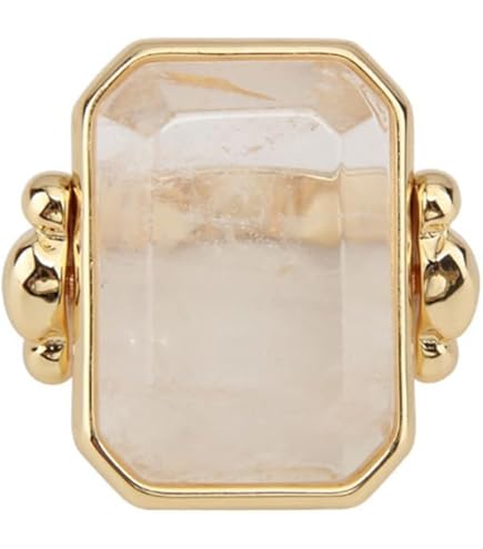 DCFSHEE Square Halo Cubic Zirconia Ring - 14k Gold Plated Champagne Crystal, Size 6-10, US 9 Shown