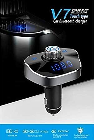 Gizmo Touch Screen Car Bluetooth Fm Transmitter (2 Year Seller Warranty [Korean Design], Intelligent Dual USB Ultra Fast Charging Chip.