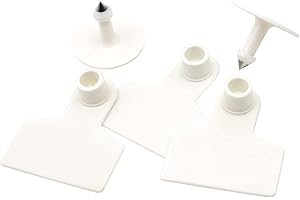 KHEARPSL Blank Ear Tags 100 Pieces Blank Livestock Identification Ear Tags for Cattle Cow Pig Goat Sheep Dog (White)
